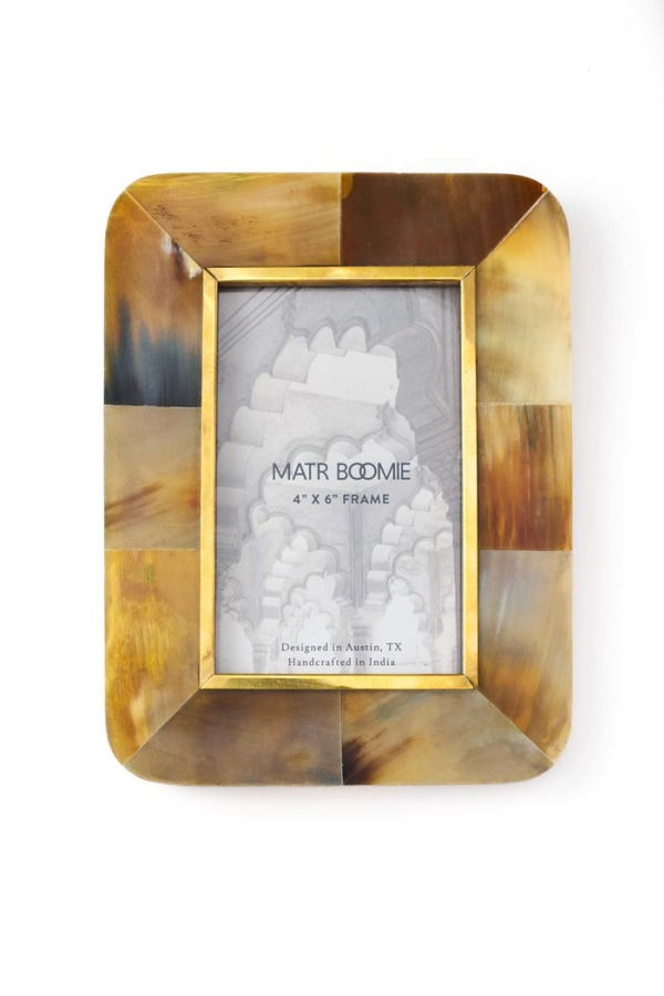 Matr Boomie Kachhua Picture Frame - Horn, Brass Inlay