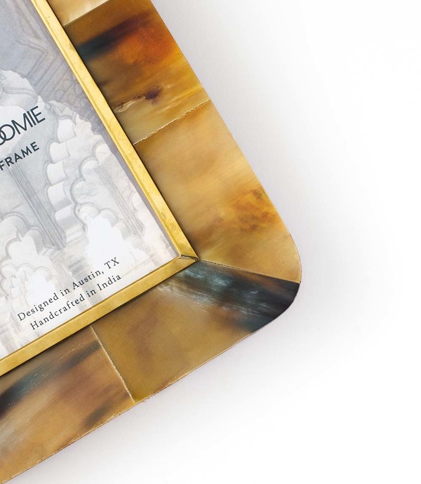 Matr Boomie Kachhua Picture Frame - Horn, Brass Inlay