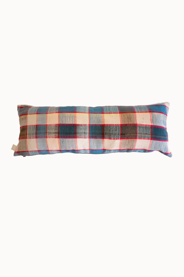 APARTMENT F Nonna Upcycled Blue Plaid Pillow