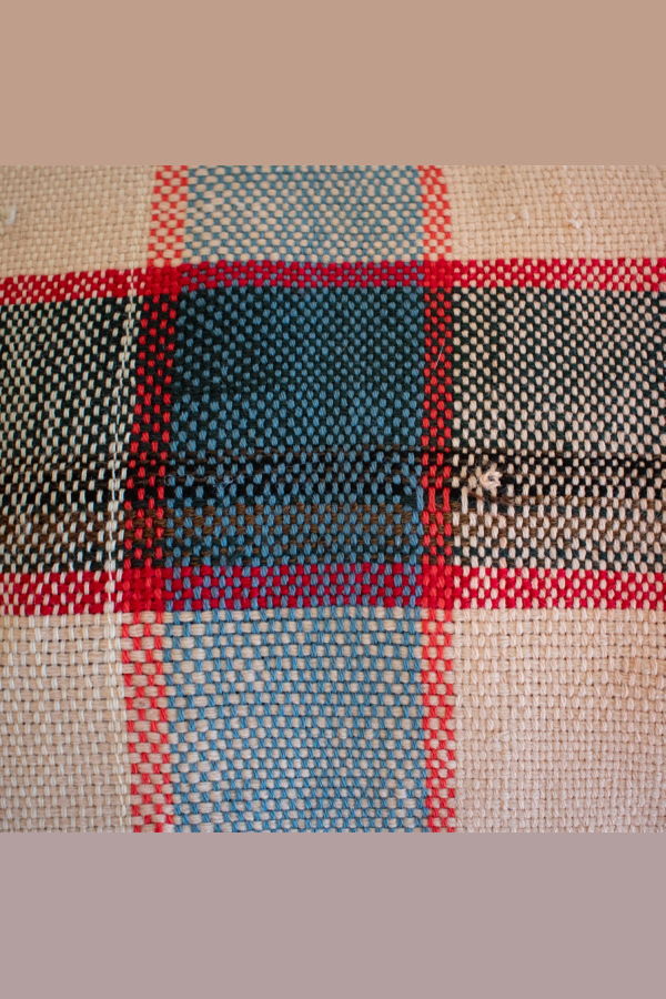 APARTMENT F Nonna Upcycled Blue Plaid Pillow