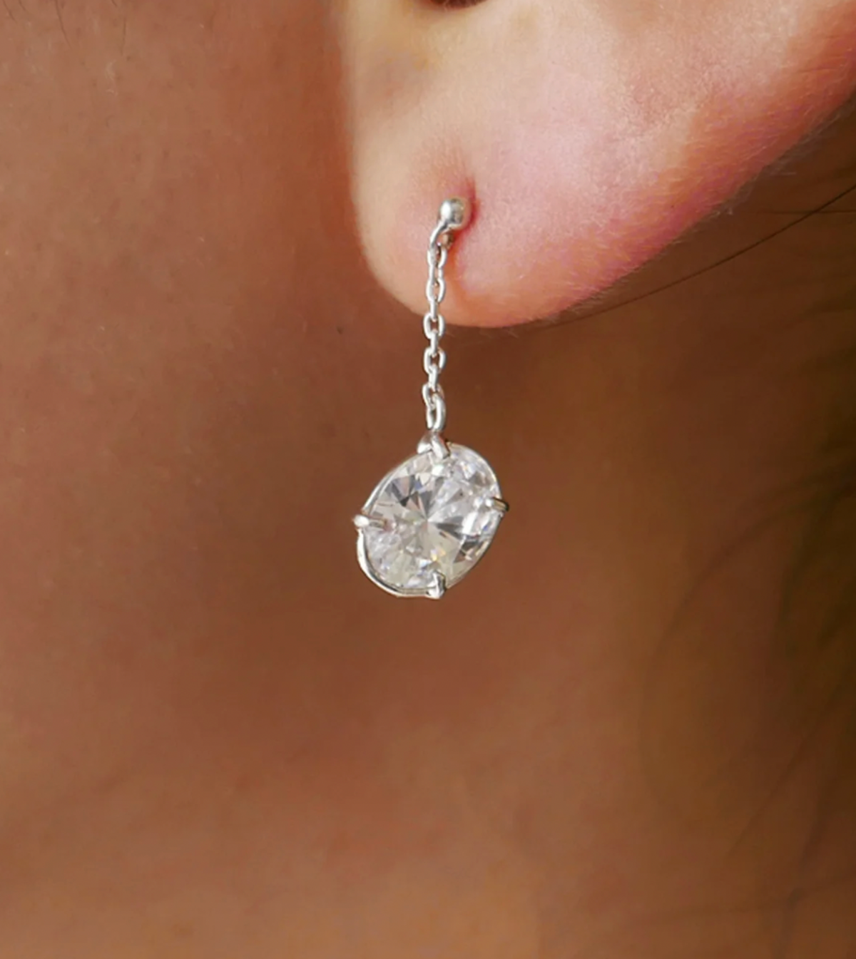 E.M. Oval Drop Earring - Image 2 of 2