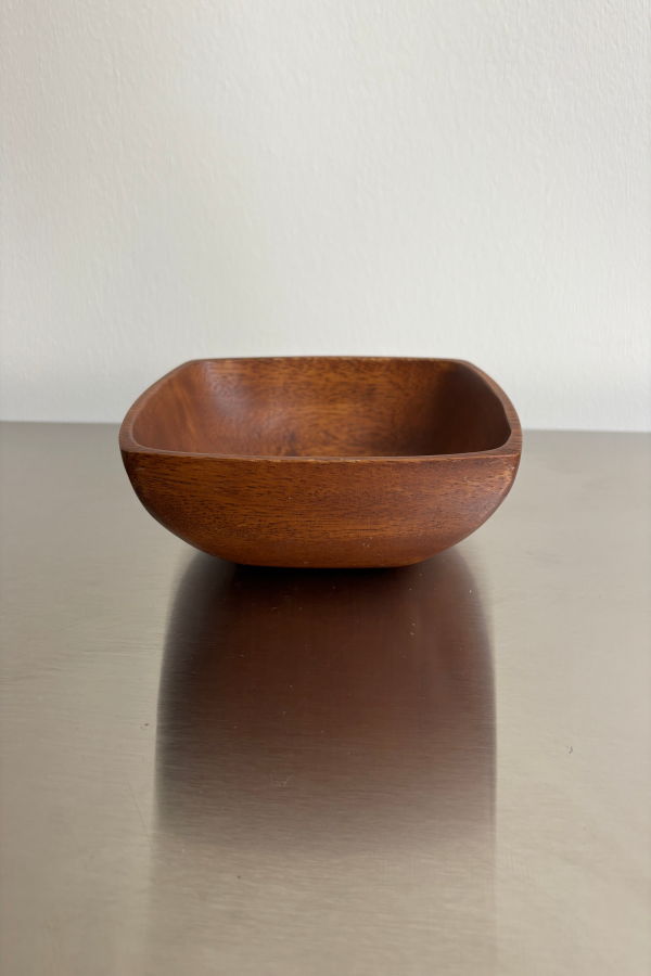 London Atelier Byproduct Walnut Wood Square Hand Carved Bowl