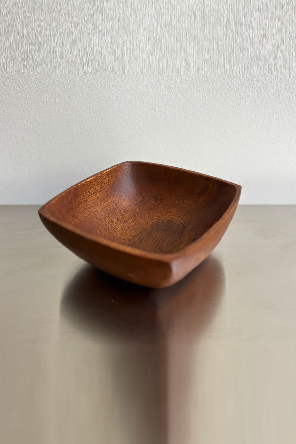 London Atelier Byproduct Walnut Wood Square Hand Carved Bowl