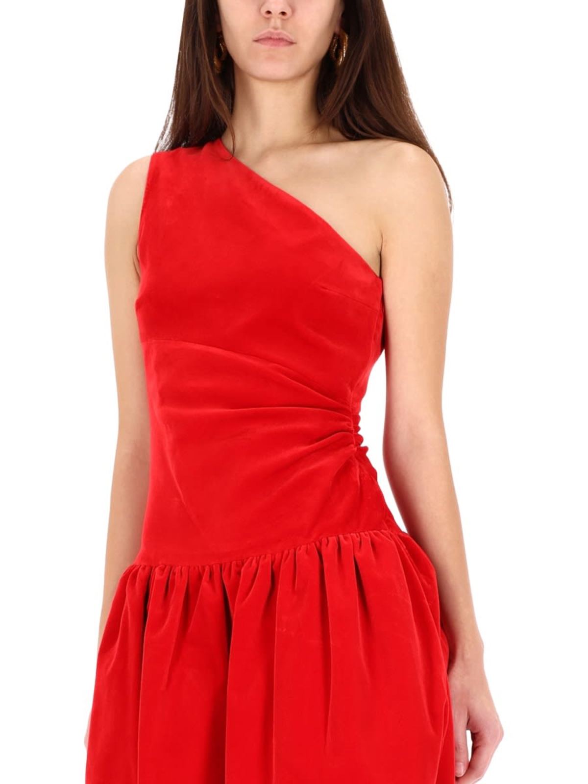 Patou One-Shoulder Mini Dress Bloomer Effect Dress - Red - Image 4 of 4
