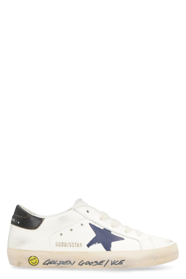 KIDS Golden Goose Super-Star Leather Low-Top Sneakers - White