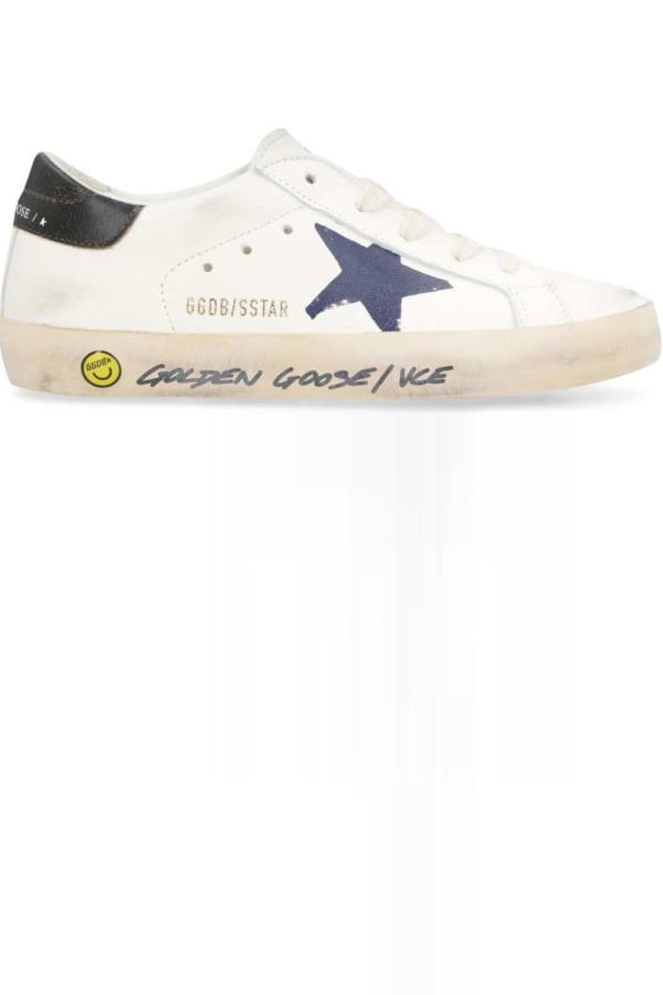 KIDS Golden Goose Super-Star Leather Low-Top Sneakers - White
