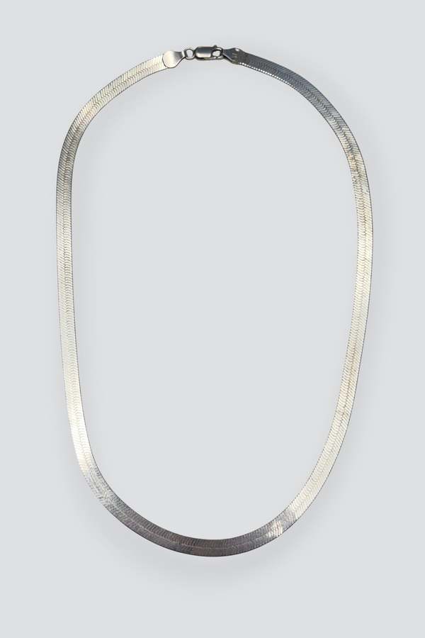 Vintage Herringbone Chain Necklace - Sterling Silver