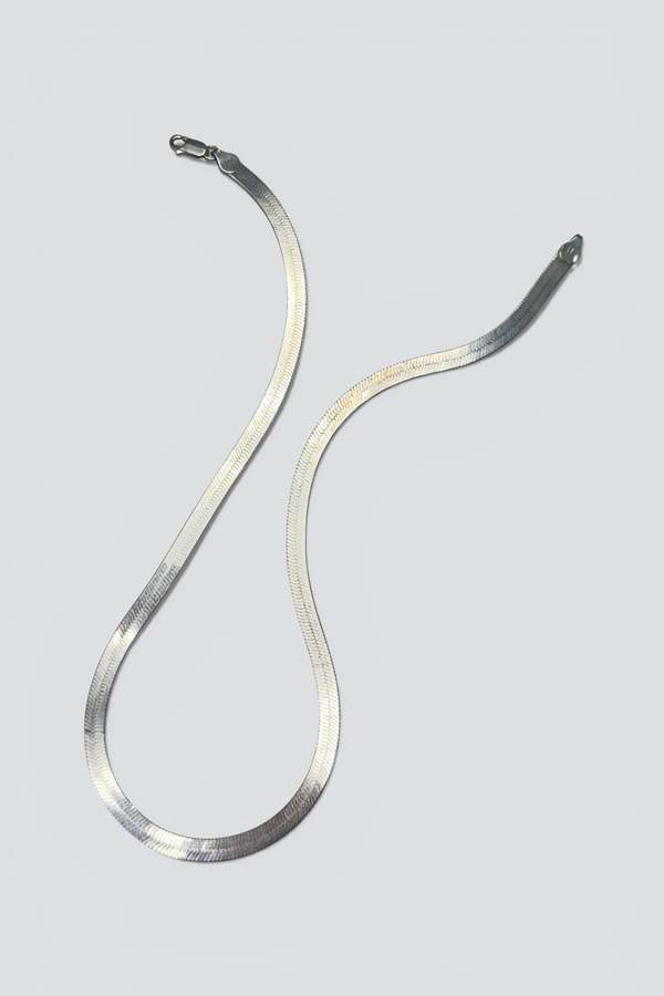 Vintage Herringbone Chain Necklace - Sterling Silver