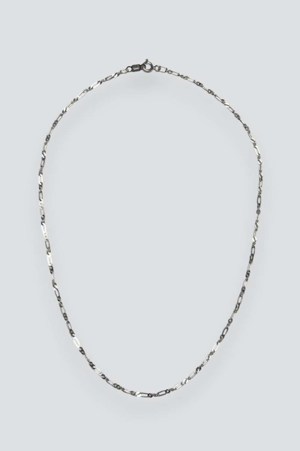 Vintage Thin Oval Round Link Chain Necklace - Sterling Silver