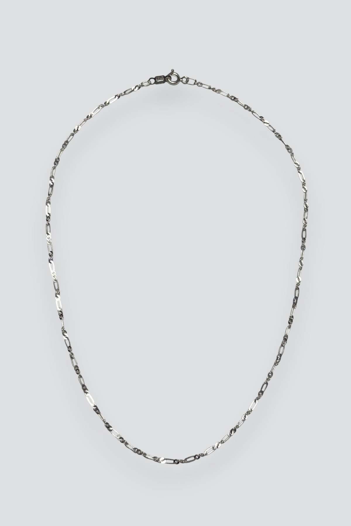 Vintage Thin Oval Round Link Chain Necklace - Sterling Silver - Image 1 of 3