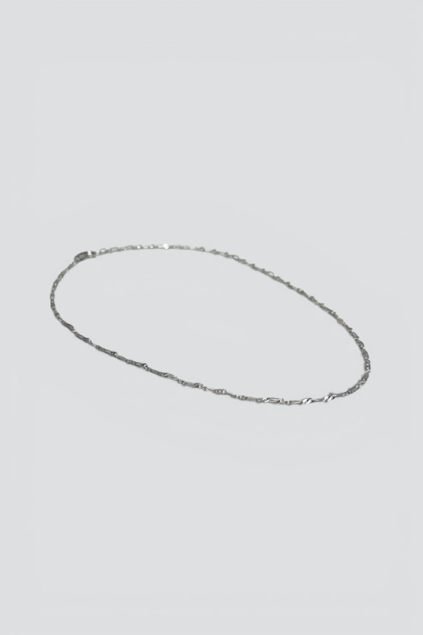 Vintage Thin Oval Round Link Chain Necklace - Sterling Silver