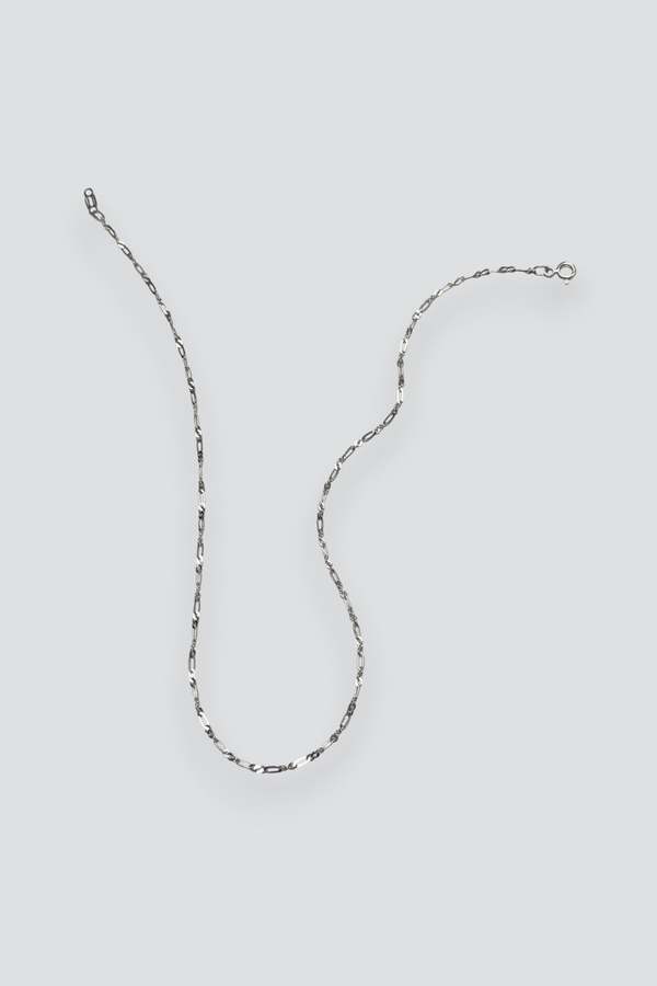 Vintage Thin Oval Round Link Chain Necklace - Sterling Silver