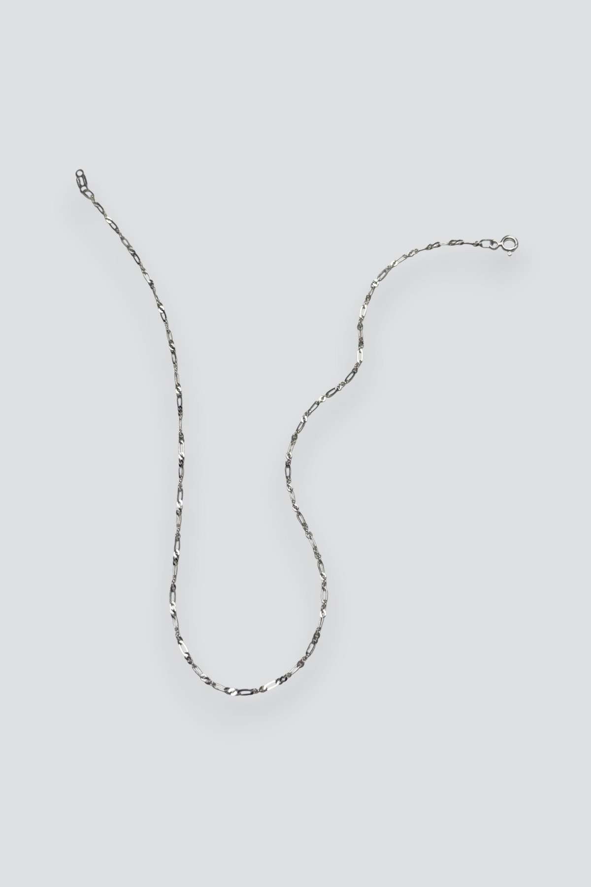 Vintage Thin Oval Round Link Chain Necklace - Sterling Silver - Image 3 of 3