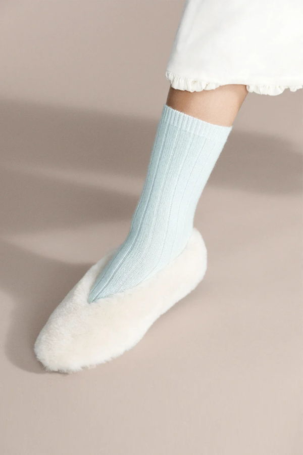 Hansel from Basel Italia Cashmere Cozy Rib Crew Socks - Icicle