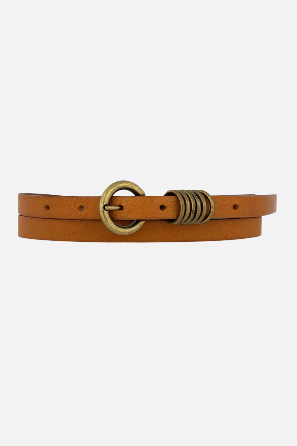 Amsterdam Heritage Alie Skinny Leather Belt - Camel