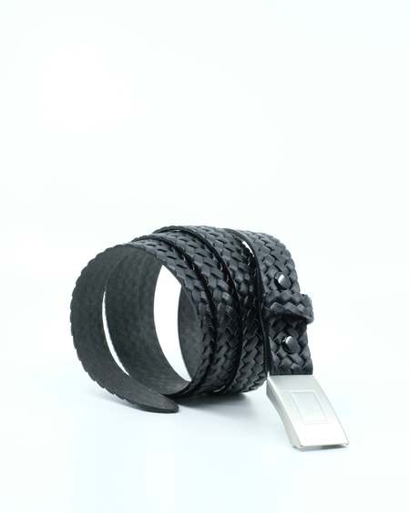 Taiga Takahashi LOT.021 Basketweave Pattern Belt - Mud Dyed Brown