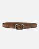 Amsterdam Heritage Zwier Oval Buckle Leather Studded Belt - Camel - Thumbnail 6