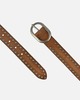Amsterdam Heritage Zwier Oval Buckle Leather Studded Belt - Camel - Thumbnail 8