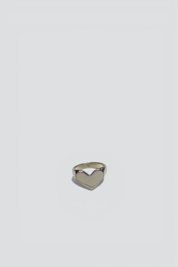 Vintage Flat Heart Ring - Sterling Silver