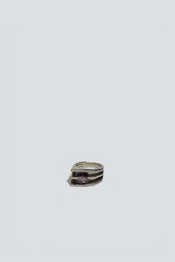 Vintage Sapphire Geometric Ring - Sterling Silver/Purple