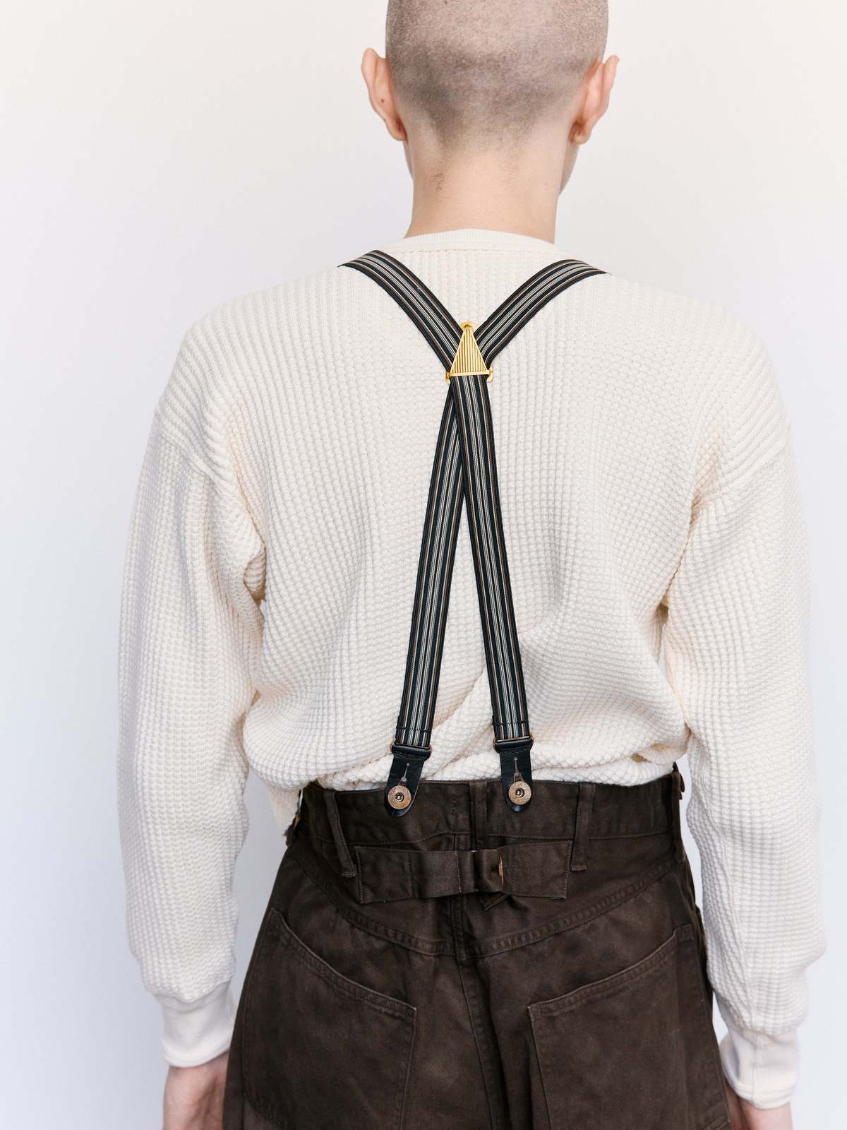 Taiga Takahashi LOT.005 Multi Stripe Black Rayon Suspender - Image 2 of 9