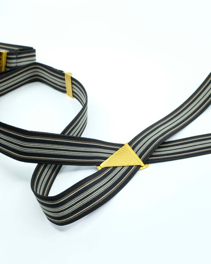 Taiga Takahashi LOT.005 Multi Stripe Black Rayon Suspender