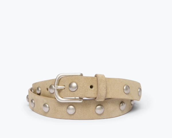 Freda Salvador Rebecca Oval Studded Suede Belt - Stucco