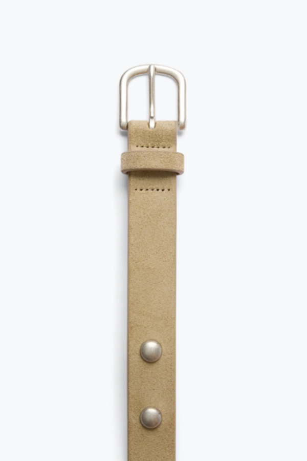 Freda Salvador Rebecca Oval Studded Suede Belt - Stucco