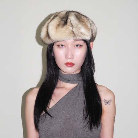 CLYDE FAUX FUR BERET - PAMPAS | Garmentory display picture 2