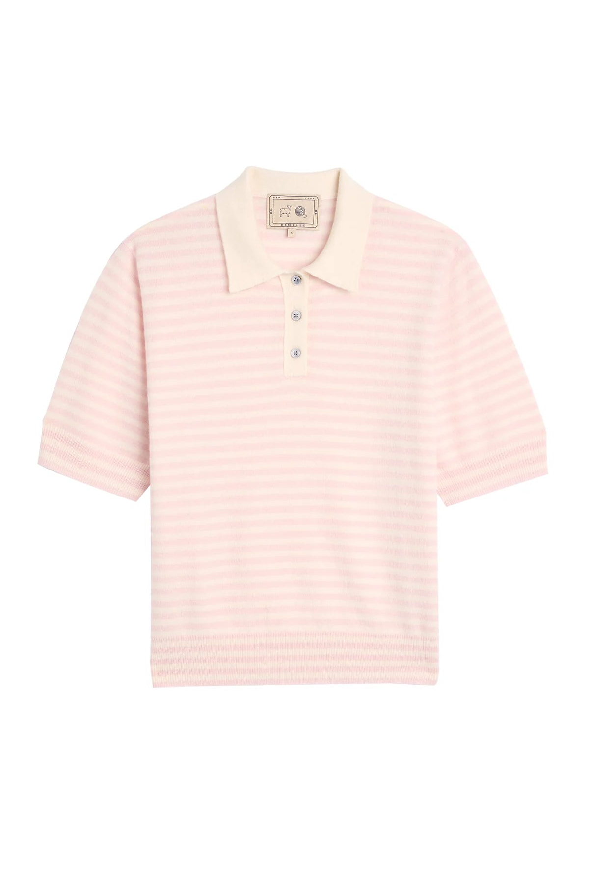 demylee Amelia Stripe Polo - Ivory/Petal - Image 1 of 1