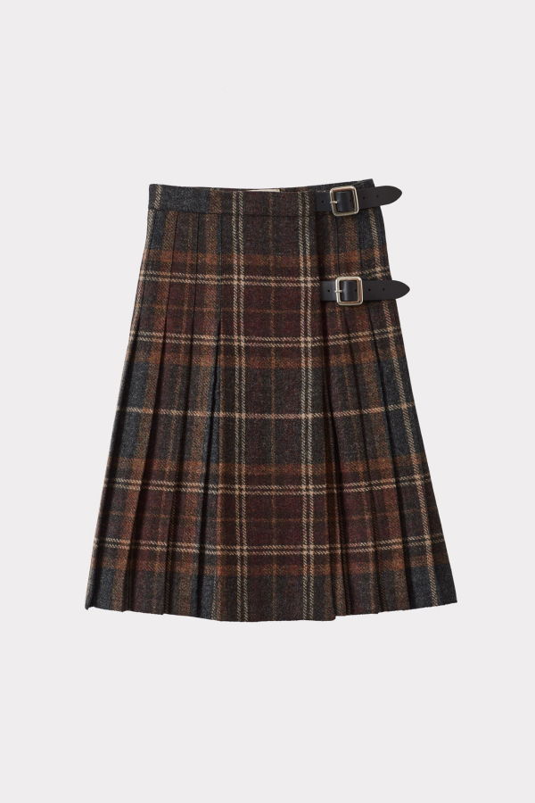 KIDS Caramel Stirling Children's Long Wool Kilt Skirt