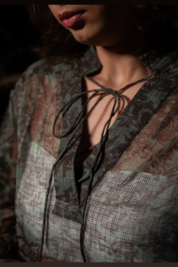 IKKIVI Koi Green Sheer Top