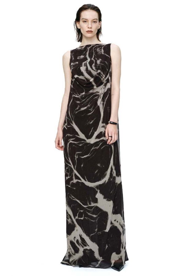 Oude Waag Printed Draped Double Layered Dress