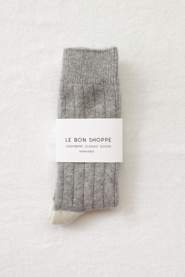 Le Bon Extended Cashmere Classic Socks - Fawn