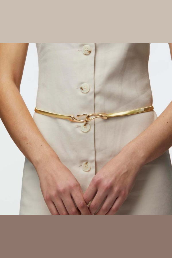 LeLe Sadoughi Stretch Chain Belt - Gold