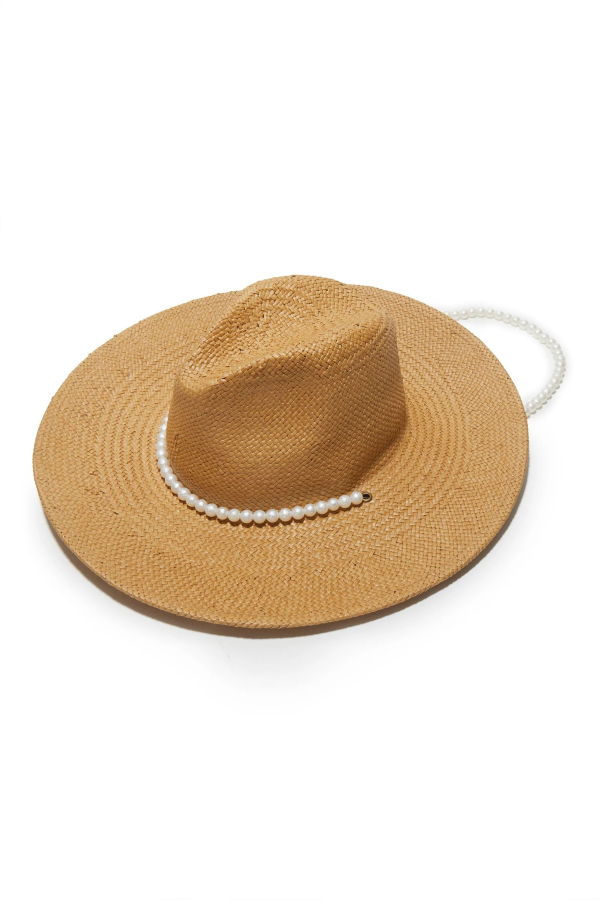 LeLe Sadoughi Natural Pearl Strand Straw Hat - Natural