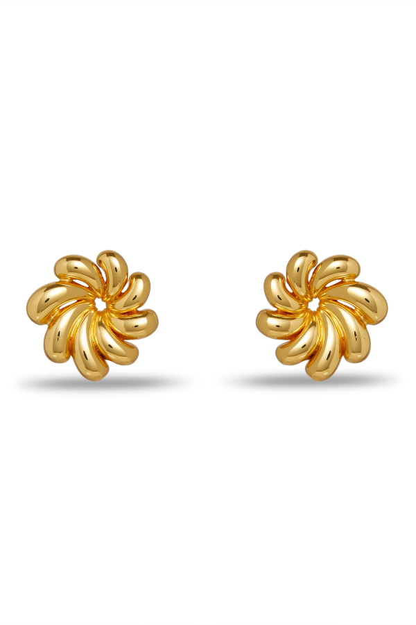LeLe Sadoughi Pinwheel Flower Button Earrings - Gold