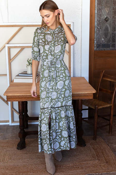 Emerson Fry Livia Linen Button Dress - Black | Garmentory