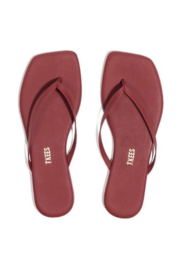 TKEES Lily Square Toe Sandals - Burgundy
