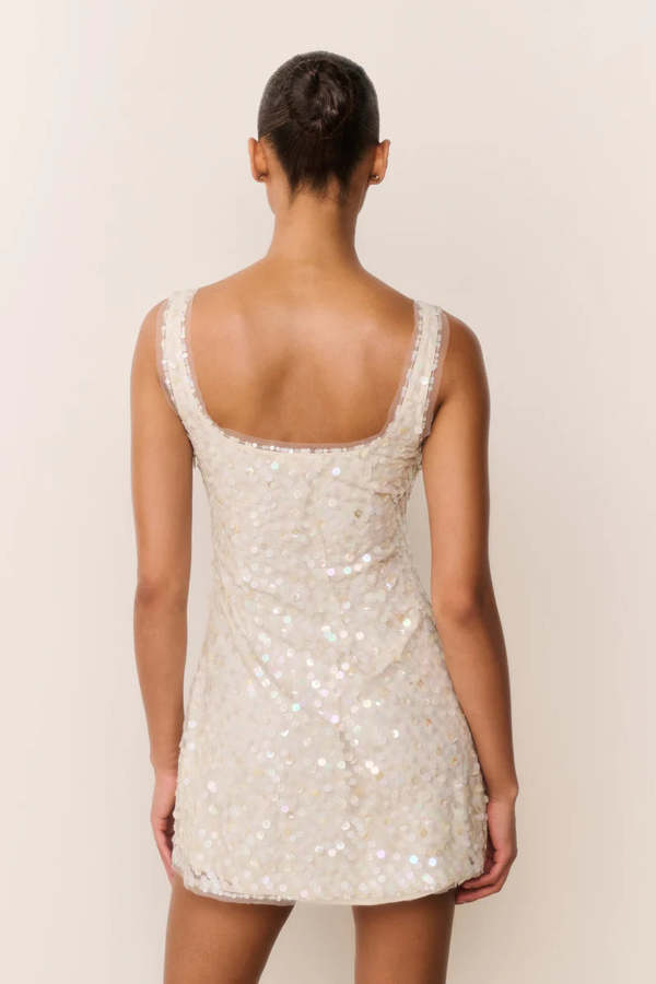 LoveShackFancy Ciris Shell Bead Mini Dress - Shell