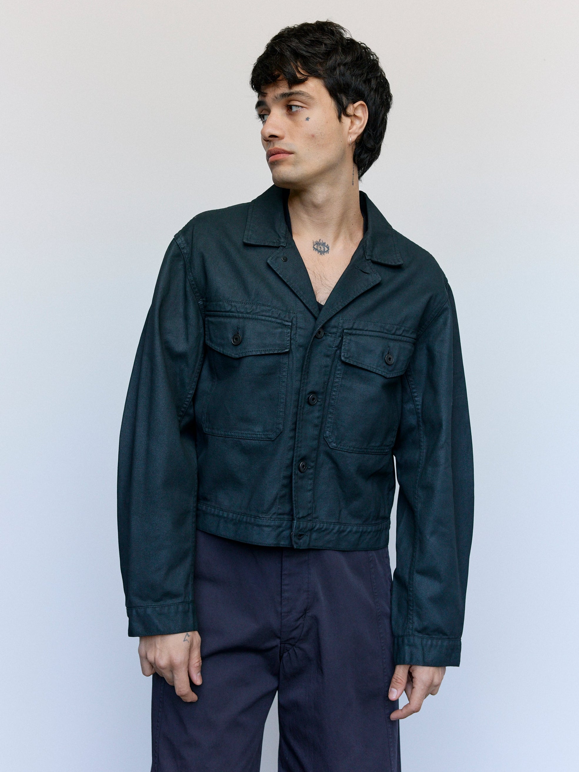 LEMAIRE　TRUCKER JACKET　COAL　OW1188LD1059 Lemaire-Coal-Coated-Denim-