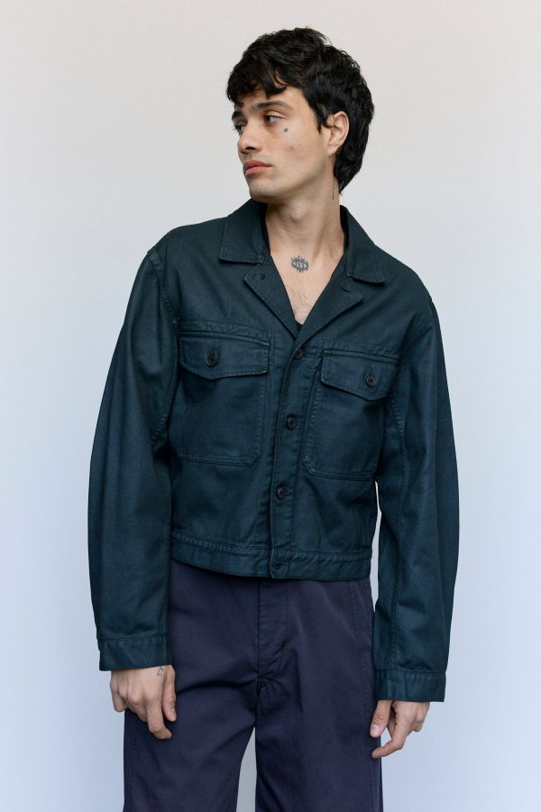 Lemaire Coal Coated Denim Trucker Jacket
