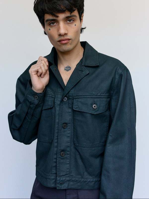 Lemaire Coal Coated Denim Trucker Jacket | Garmentory