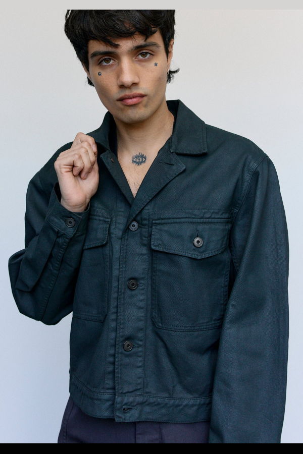 Lemaire Coal Coated Denim Trucker Jacket