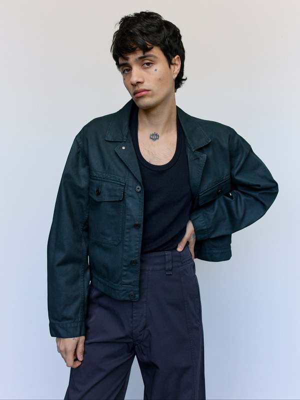 Lemaire Coal Coated Denim Trucker Jacket | Garmentory