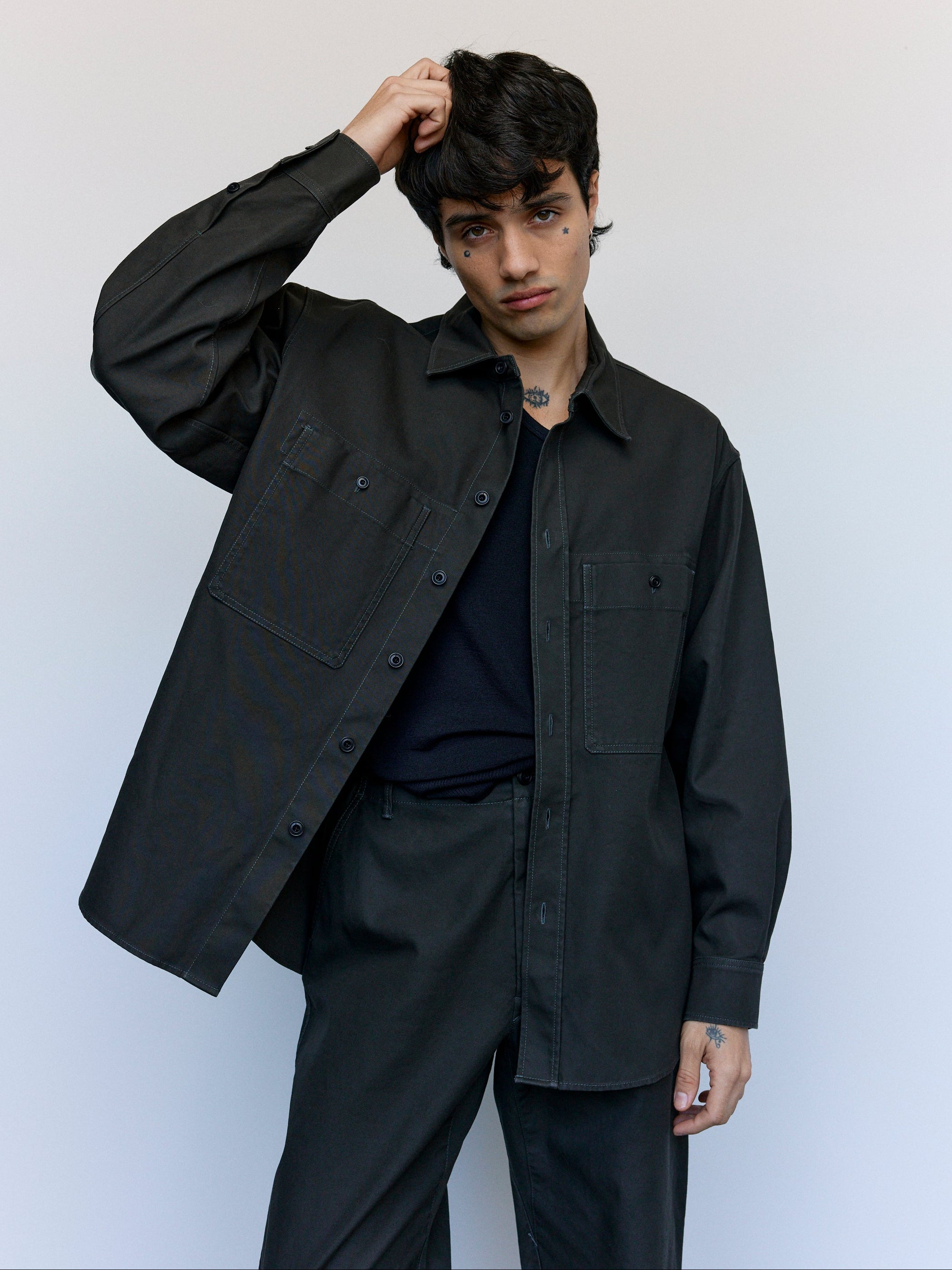 Lemaire Espresso Heavy Cotton Twill Utility Overshirt | Garmentory