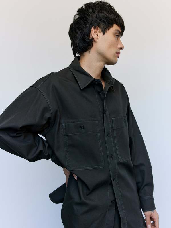 Lemaire Espresso Heavy Cotton Twill Utility Overshirt | Garmentory