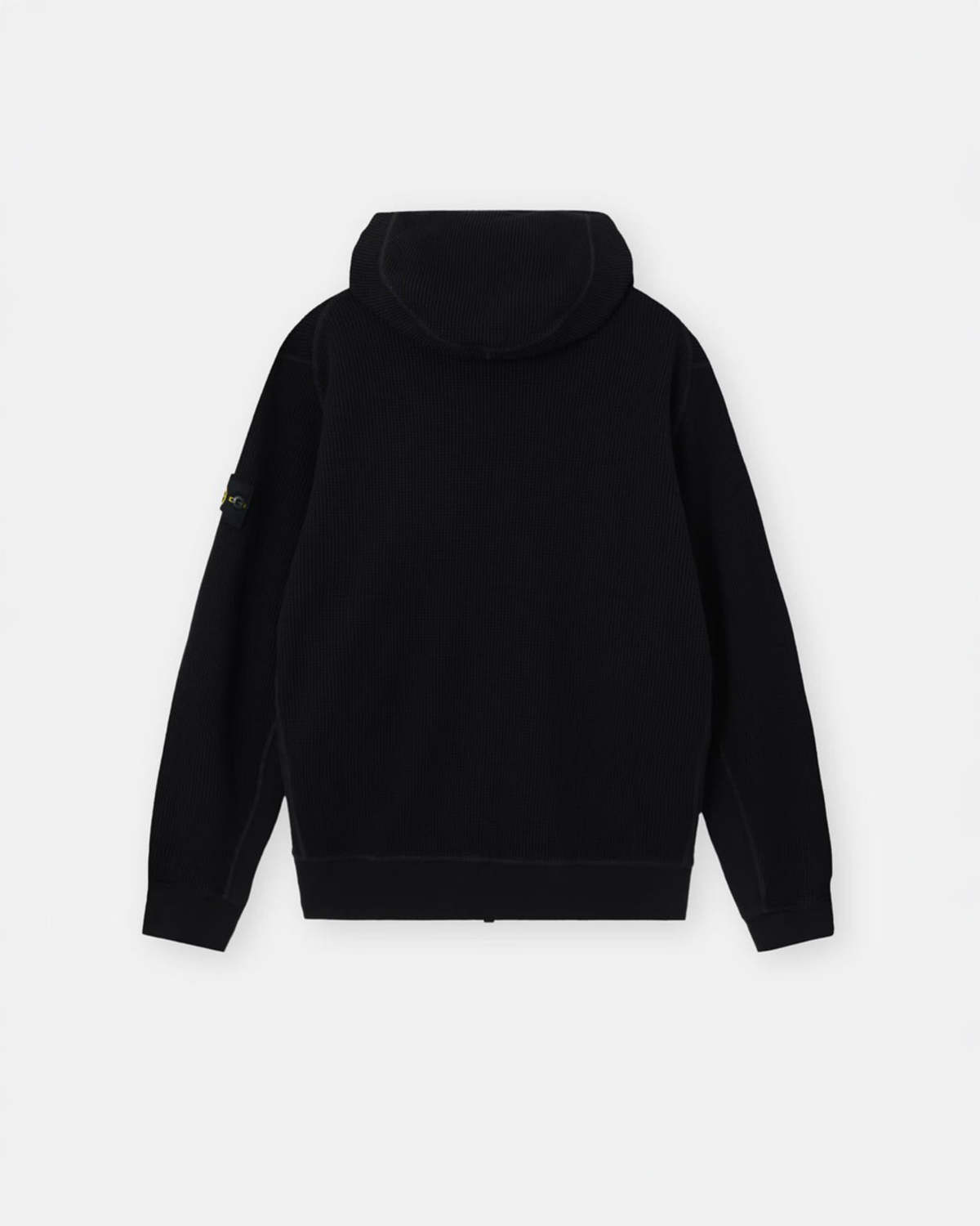Stone Island Organic Cotton Waffle Fleece Zip-Up Hoodie - Black - Image 2 of 5