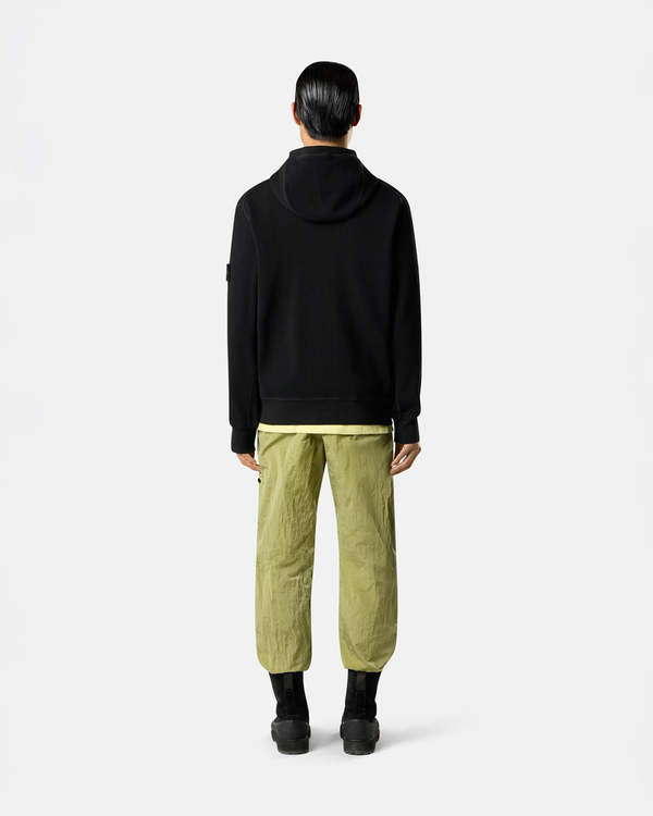 Stone Island Organic Cotton Waffle Fleece Zip-Up Hoodie - Black