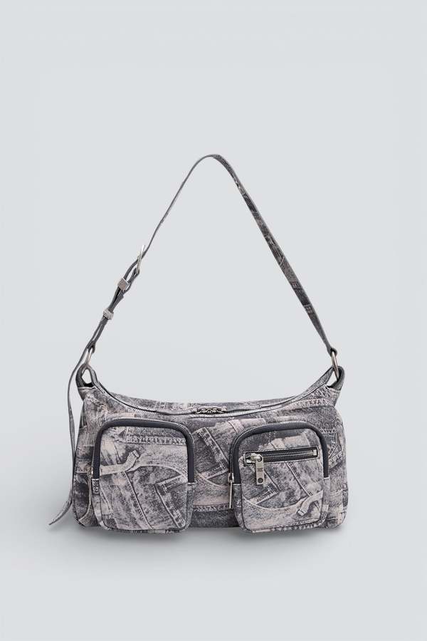 Marge Sherwood Printed Suede Outpocket Hobo Bag - Light Grey